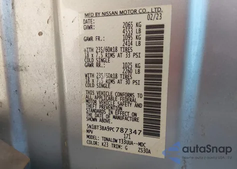 2023 Nissan Rogue Sv Fwd from USA, damaged, VIN 5N1BT3BA9PC787347